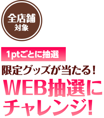 1ptごとに抽選!限定グッズが当たる！WEB抽選にチャレンジ！